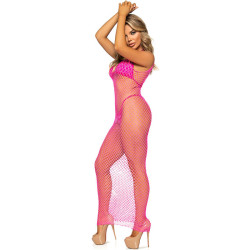 Leg Avenue - Robe Longue Filet Fuchsia Taille Unique